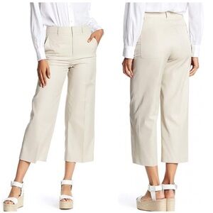 Vince Sz 2 Beige Wide Leg Capri Cropped Khaki Chino Pants Trousers